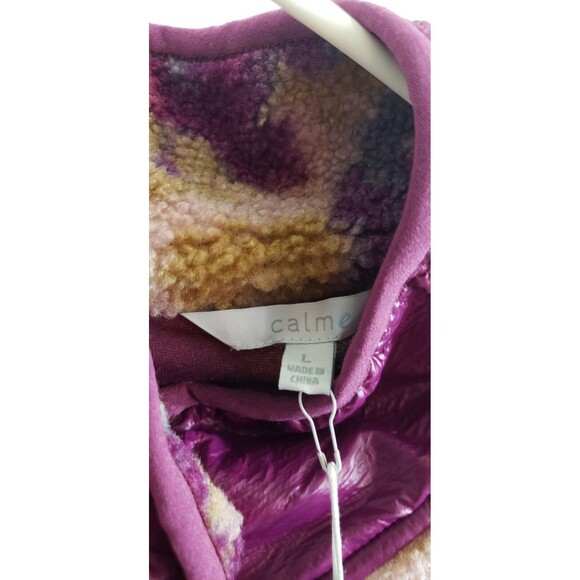 Johnny Was Calme Jacket Coat Womens Large Pink Fleece Bomber Floral Camo Lined - Picture 4 of 6